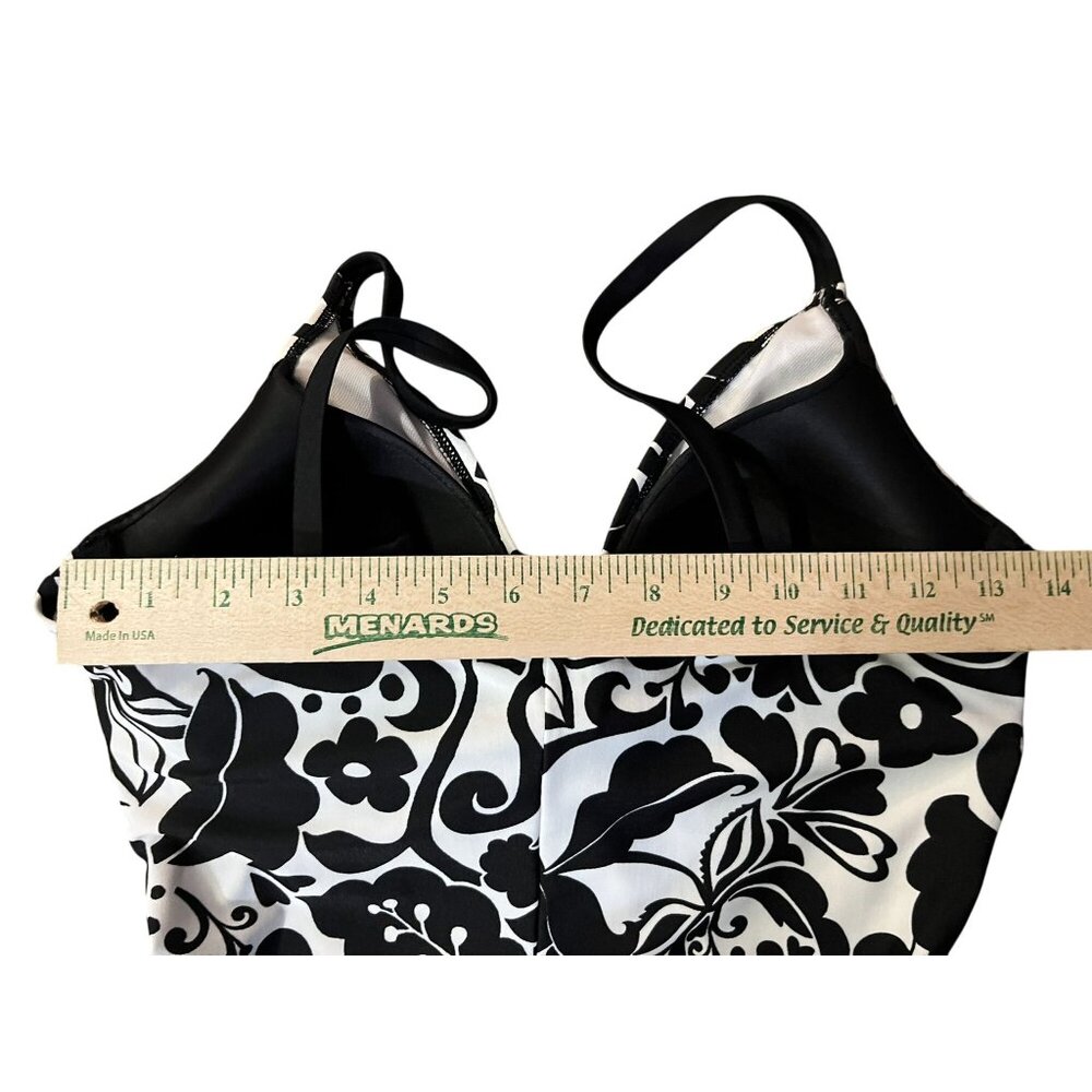 Speedo One Piece Swimsuit Womens 14 Used Black Ivory Floral 7225349 - Picture 14 of 16